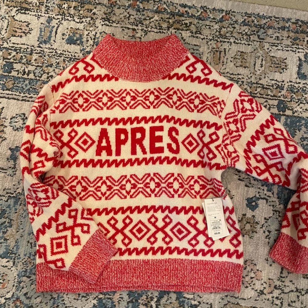 NWT Après Red and White Women's Sweater